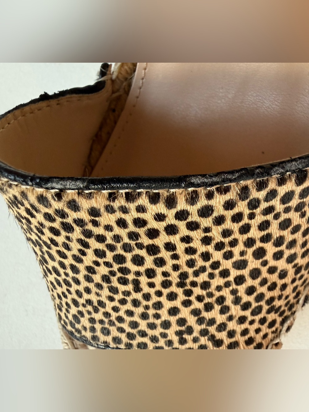 Vince Camuto Leera Espadrille Wedge Sandal Natural Leopard Calf Hair Size 8 - Picture 11 of 13